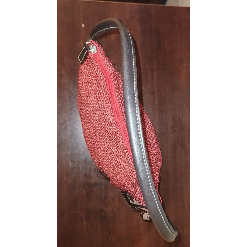The Sak Elliott Lucca-Womens Knit Purse Burgundy Shoulder Bag Leather Strap‎